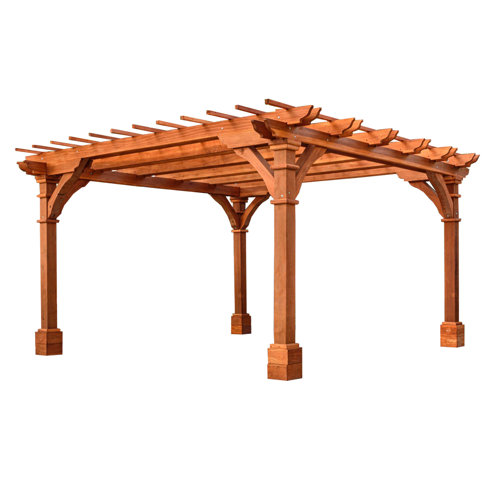 Best Redwood Solid Redwood Pergola Wayfair